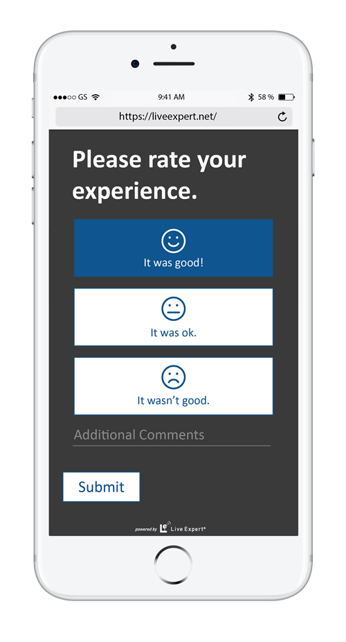 LE Anywhere Mobile iPhone Vertical Customer Survey 500x926