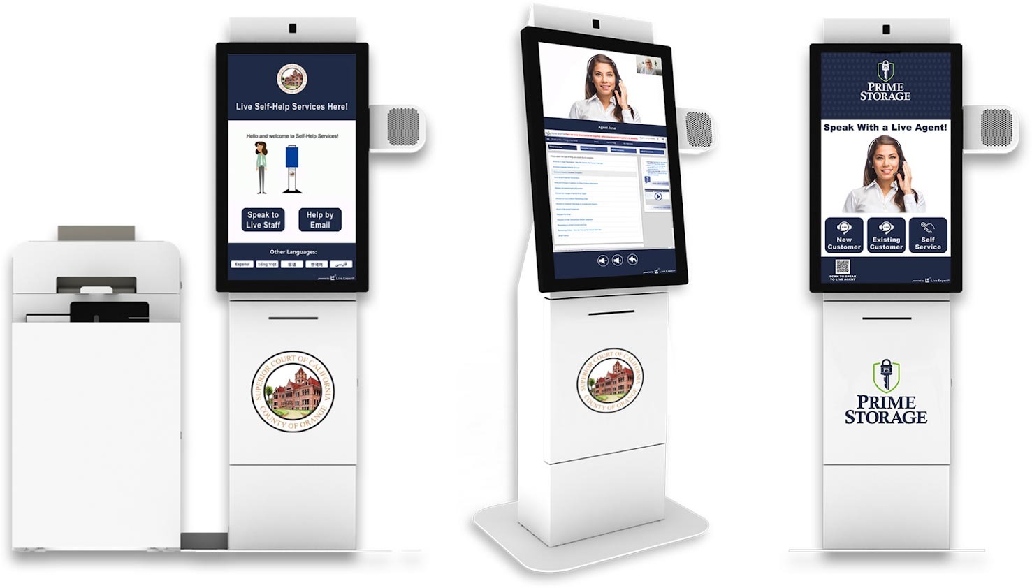Freestanding video kiosk models available from ClairVista.